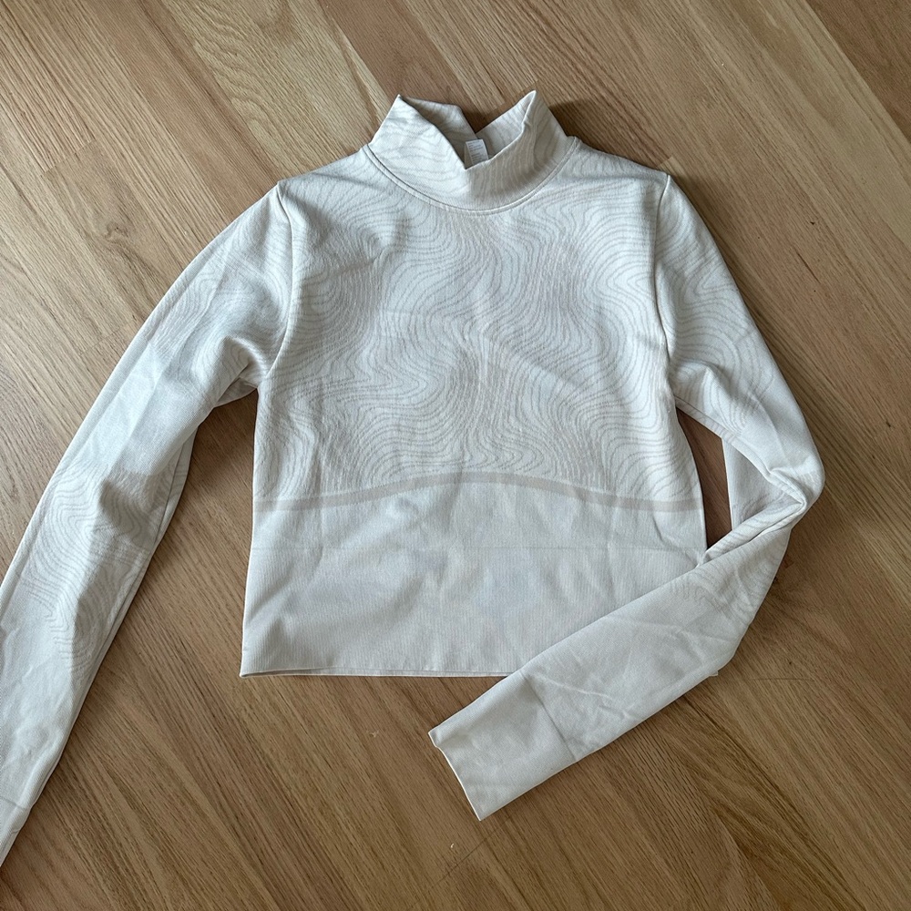 Zella Cream textured Turtleneck Top